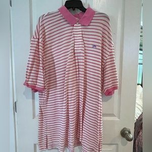 Southern Tide Men’s 2XL polo pink/white strip EUC